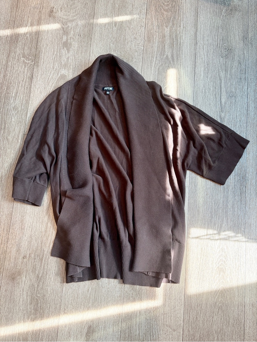 Apt. 9 Brown Ribbed Open Cardigan